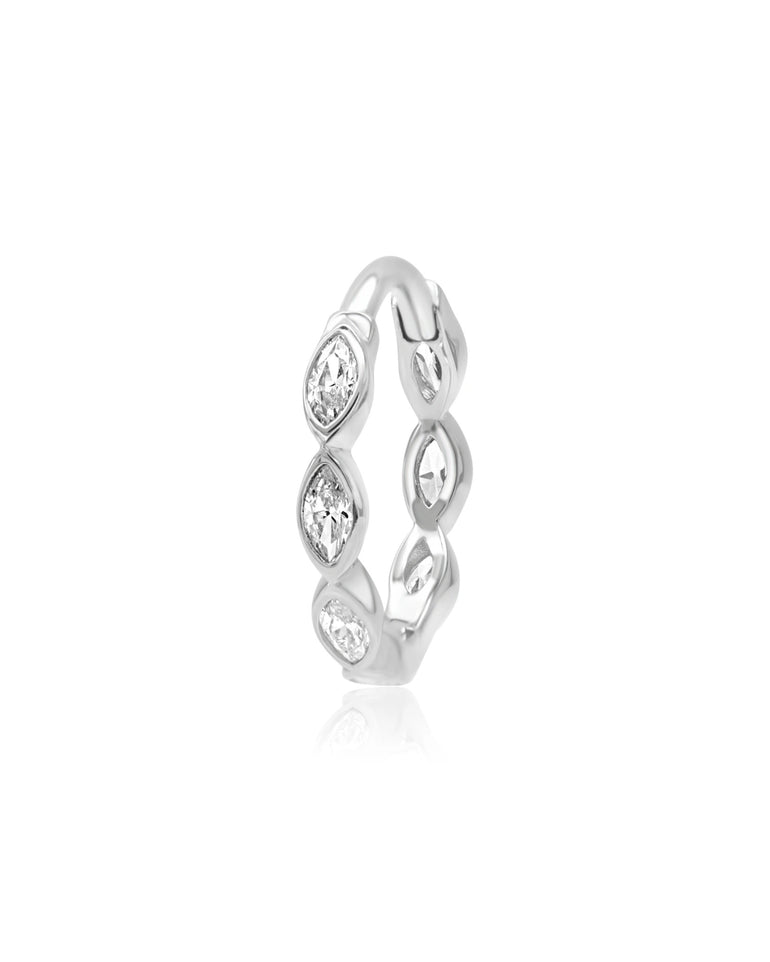 Conch Piercing Ring in 585 Weißgold im Marquise Design