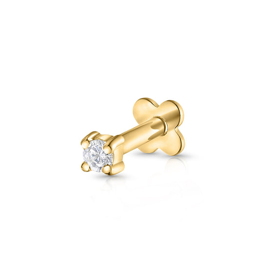 Side photo of the Gold Stud Earrings with Stone