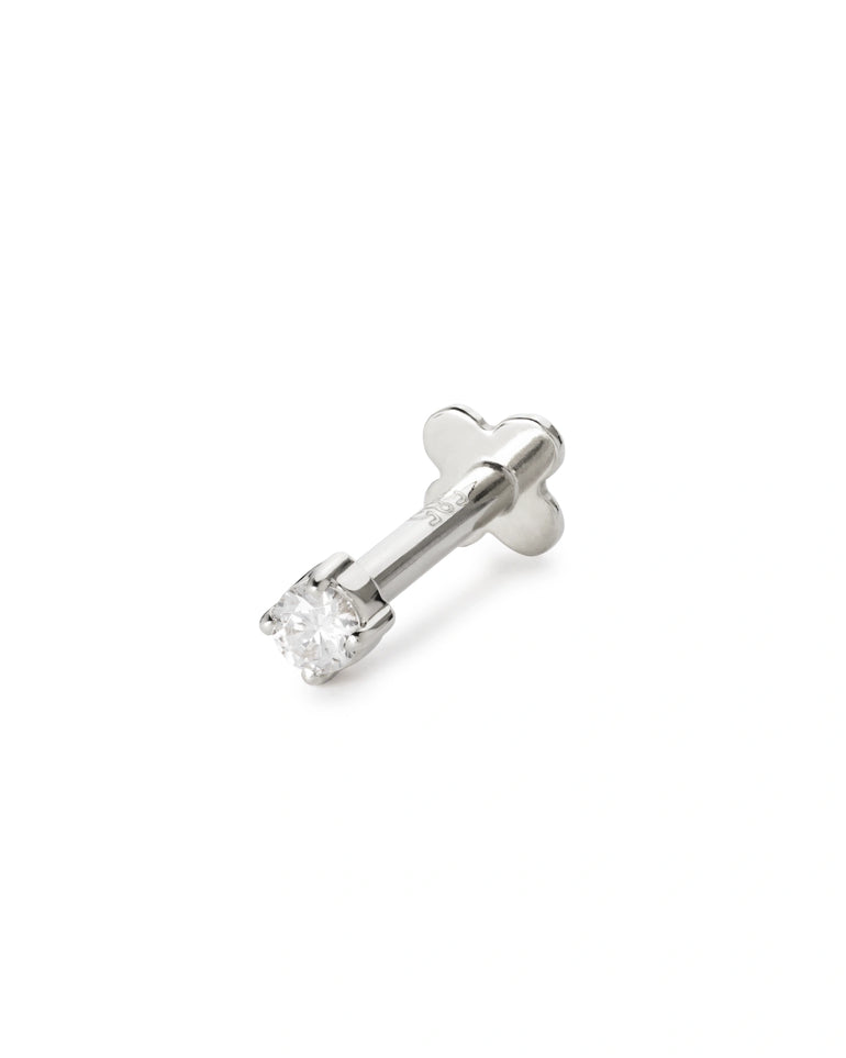 Kristall Ohrstecker 2mm in Weißgold