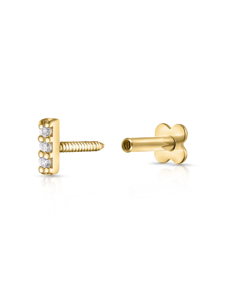 Flacher Verschluss mit Innengewinde der Ohrstecker aus 585 Gold für hohen Tragekomfort