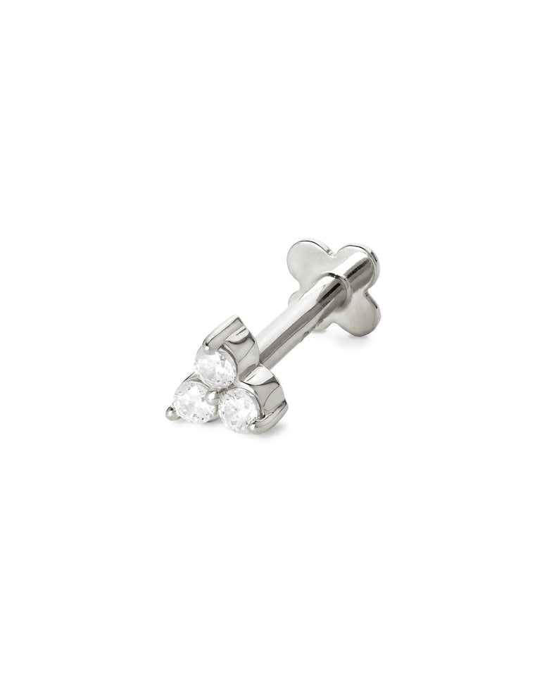 Tragus Ohrstecker in 585 Weissgold im Trinity Design