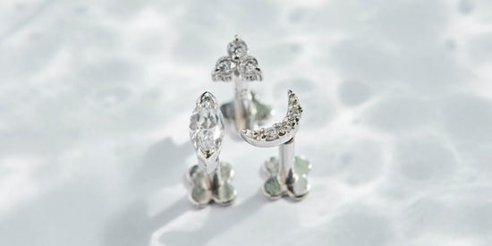 Stud earrings set with cubic zirconia stones