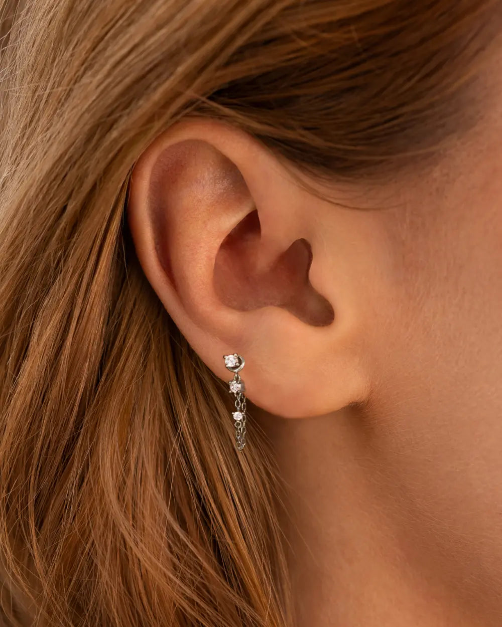 High Lobe Piercing Weißgold