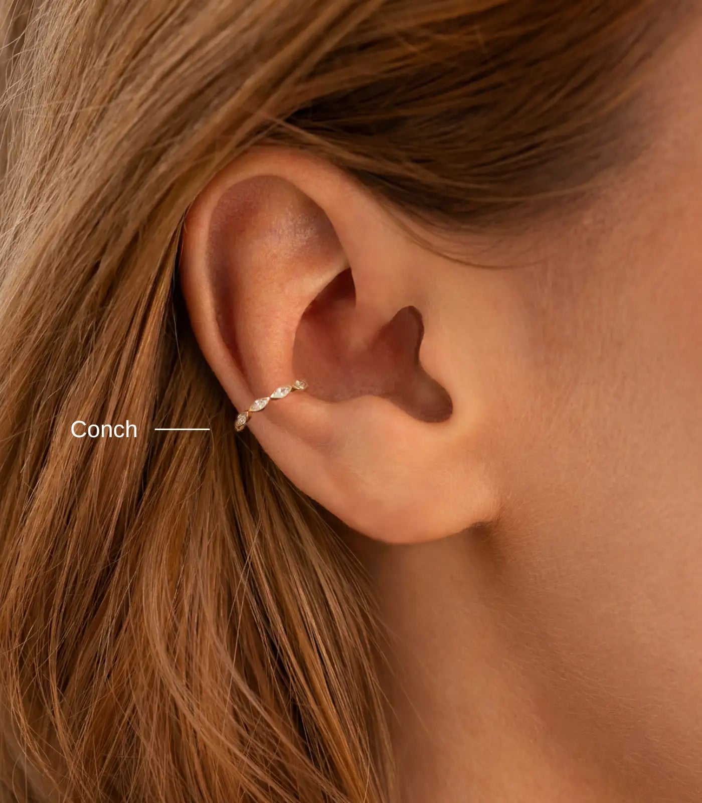 Conch piercing position on the ear