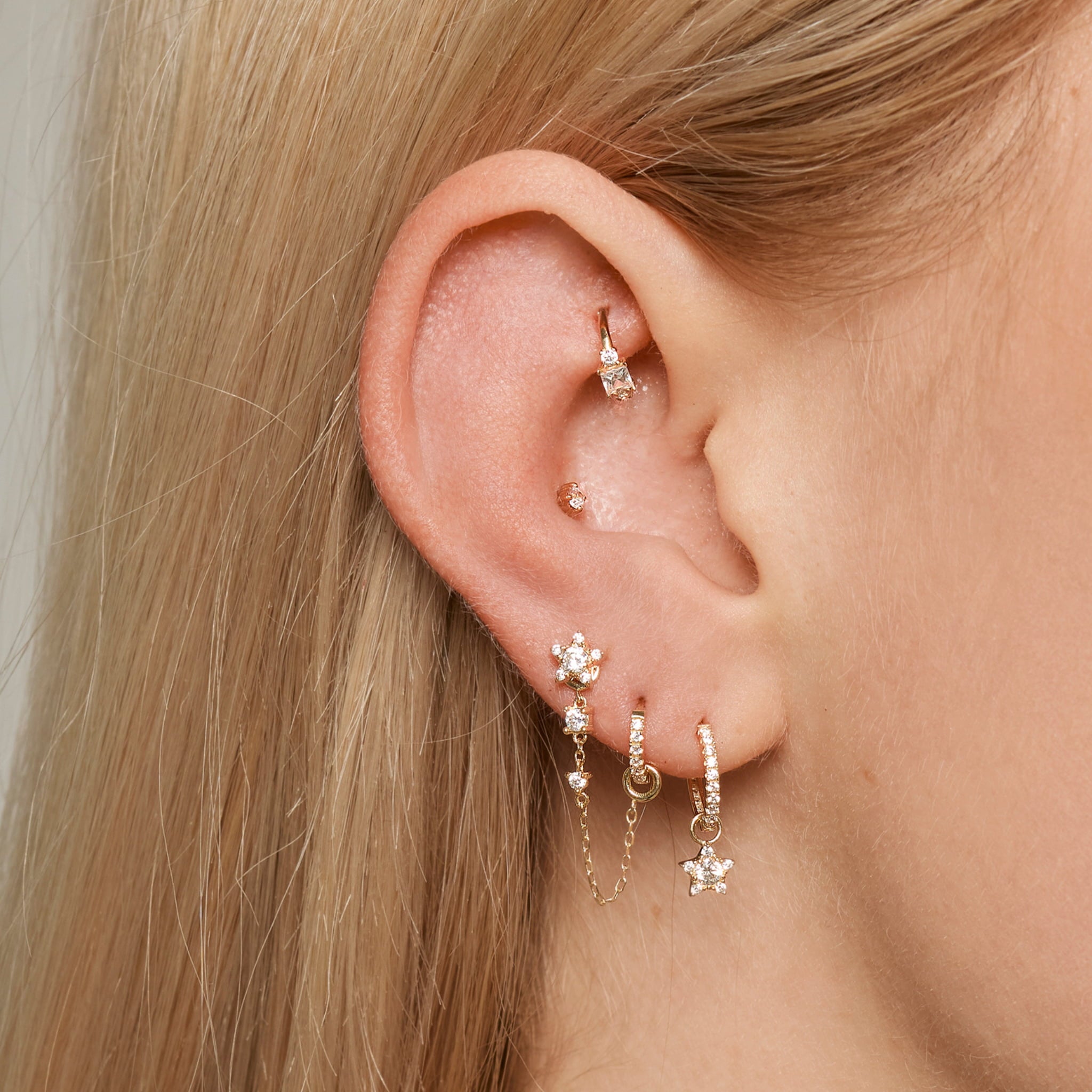 Ohr mit Stern Einhänger für Ohrringe