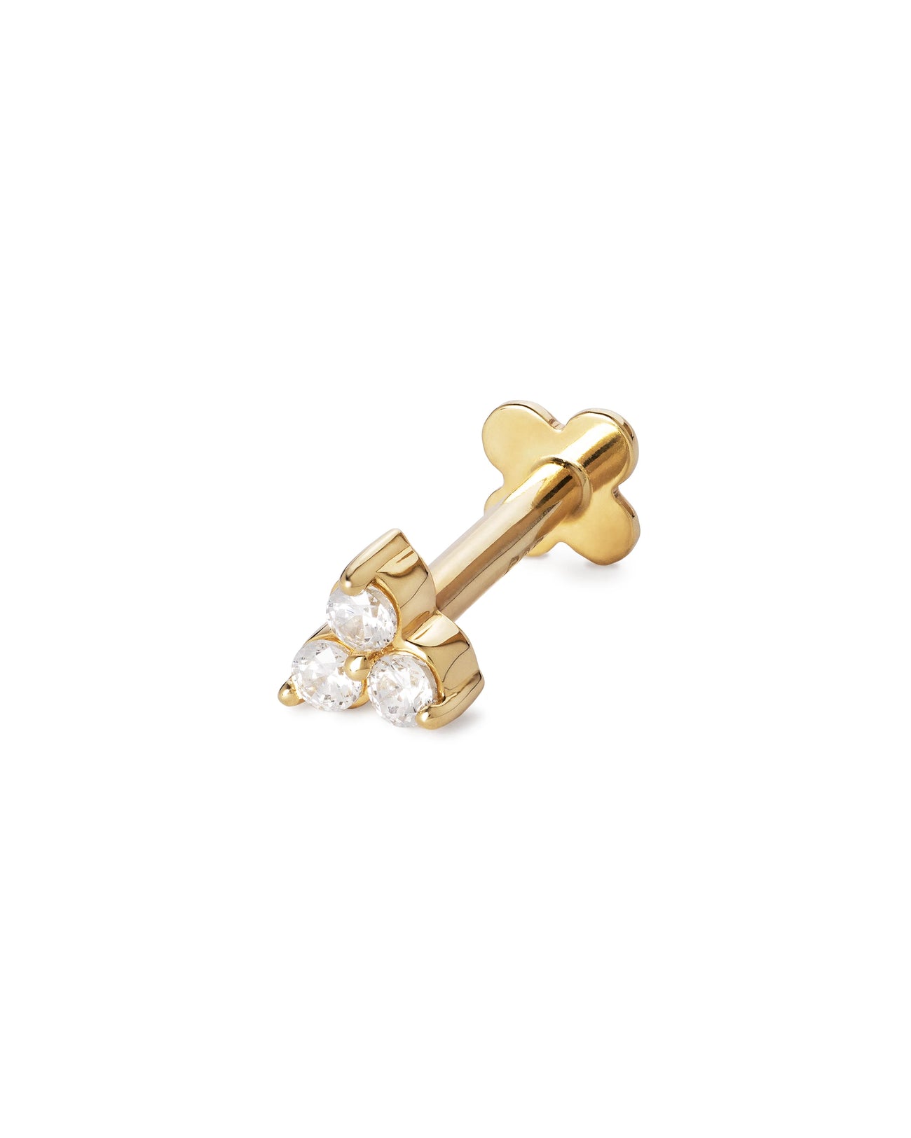 Flat Back Piercing aus 585 Gold im Trinity Design