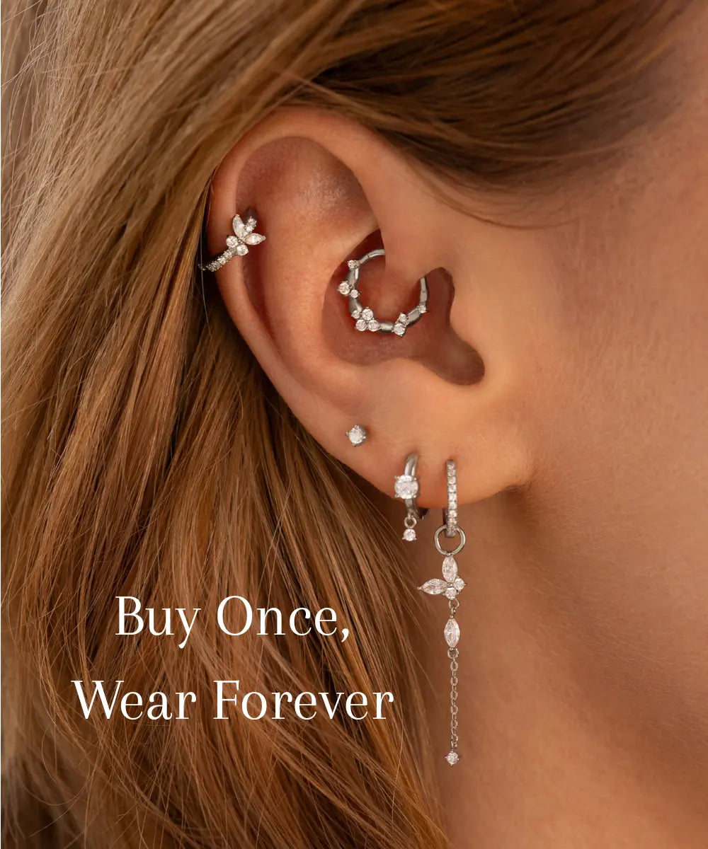 Helix Piercing Weißgold Ohr Look