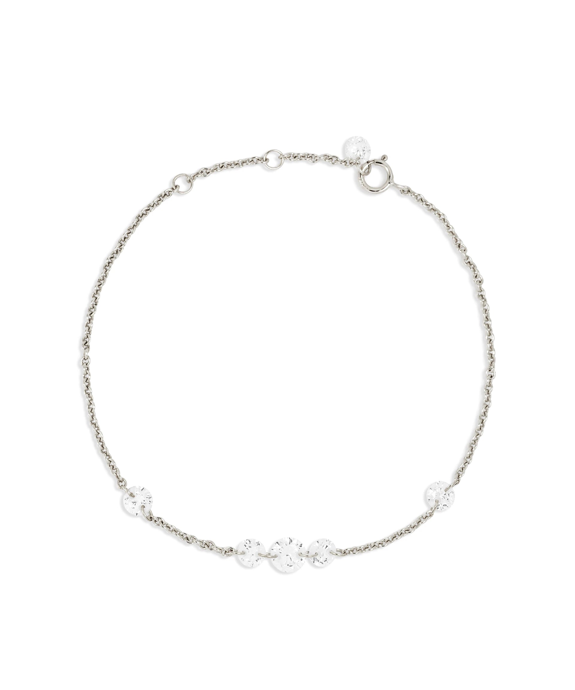 Feines Kristall Armband in Weißgold