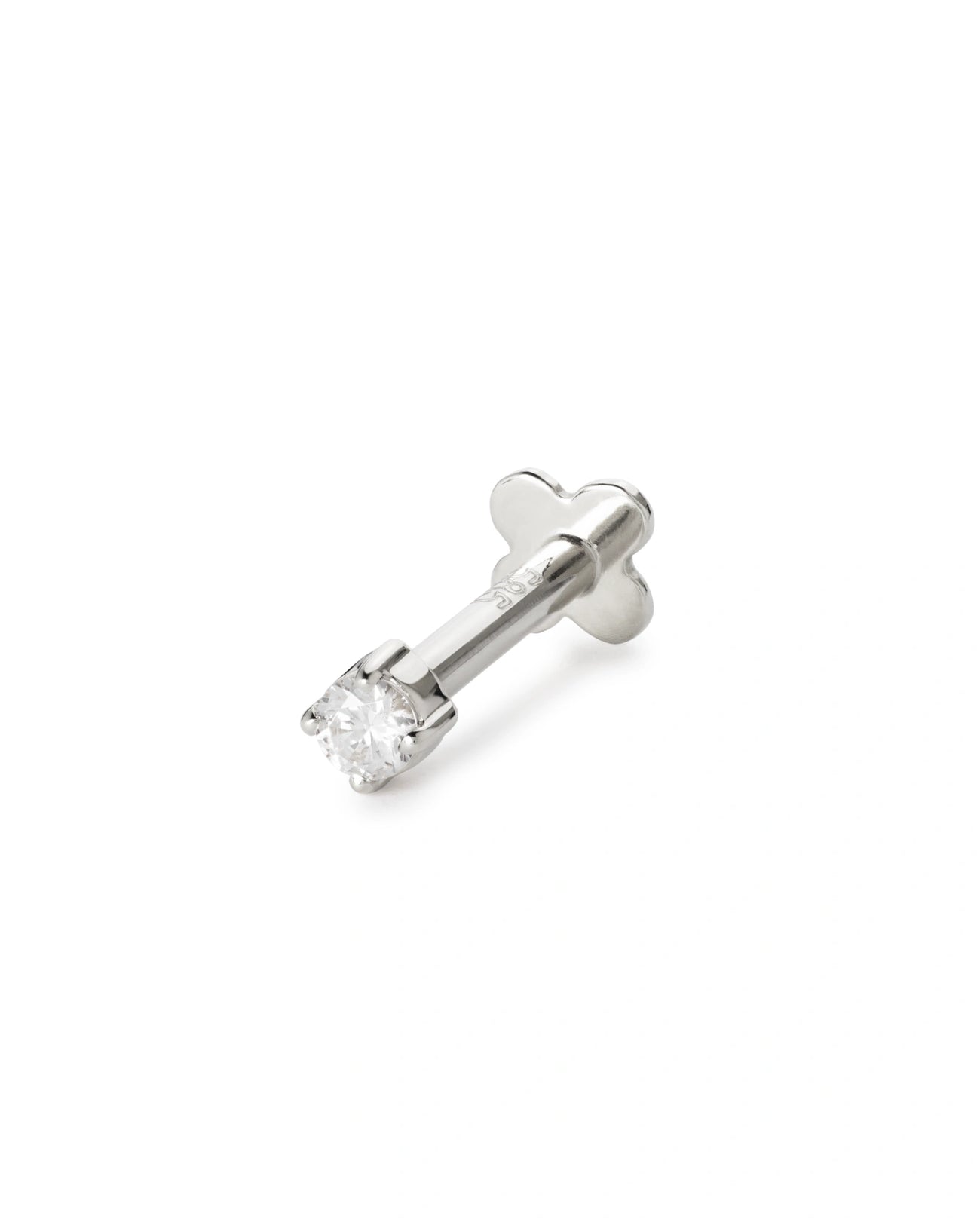 Kristall Ohrstecker 2mm in Weißgold