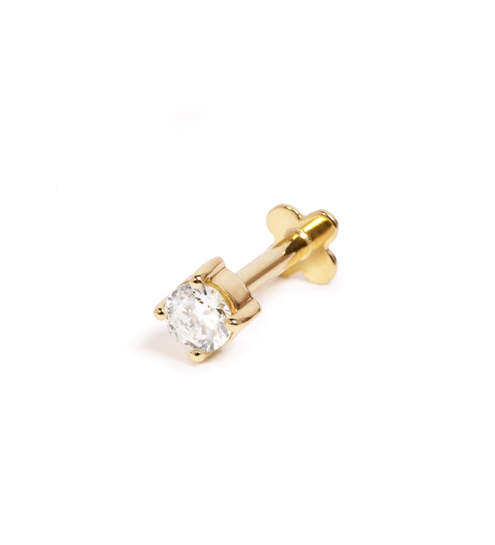 Kristall Ohrstecker 3mm in Gelbgold