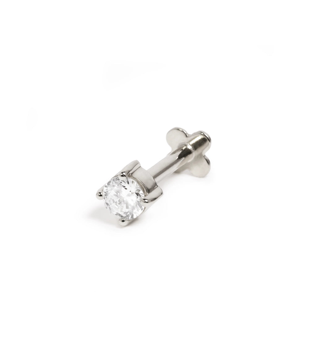 Kristall Ohrstecker 3mm in Weißgold