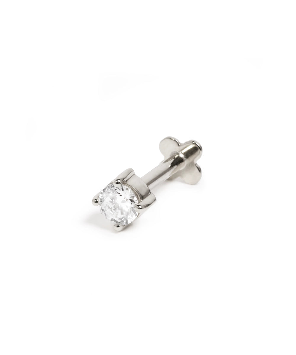 Kristall Ohrstecker 3mm in Weißgold
