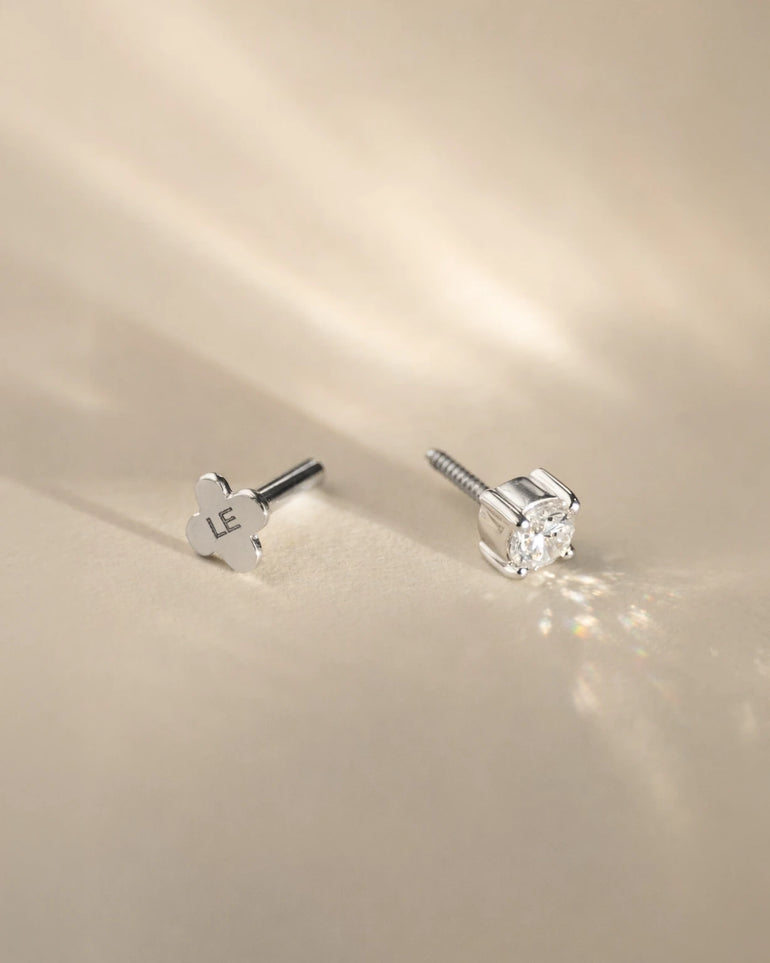 Kristall Ohrstecker Weißgold in 3mm mit Drehverschluss