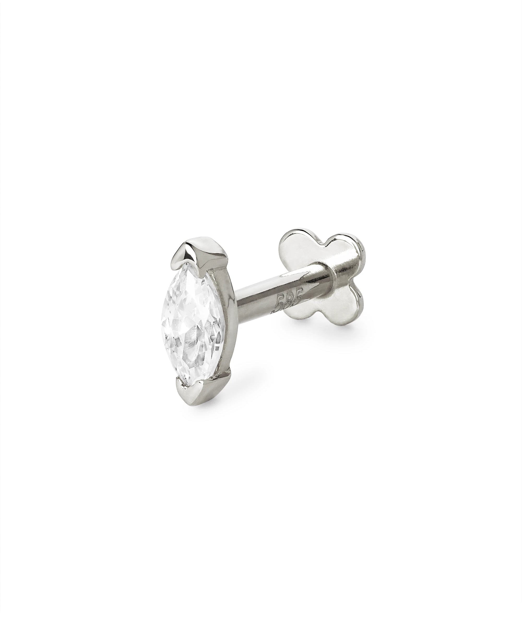 Marquise Ohrstecker in 585 Weissgold