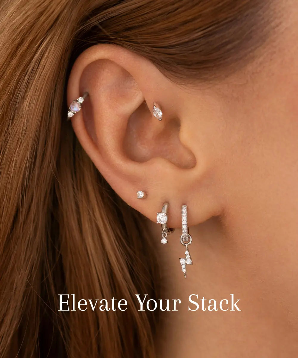 Ohr Look mit Weißgold Ohrringen