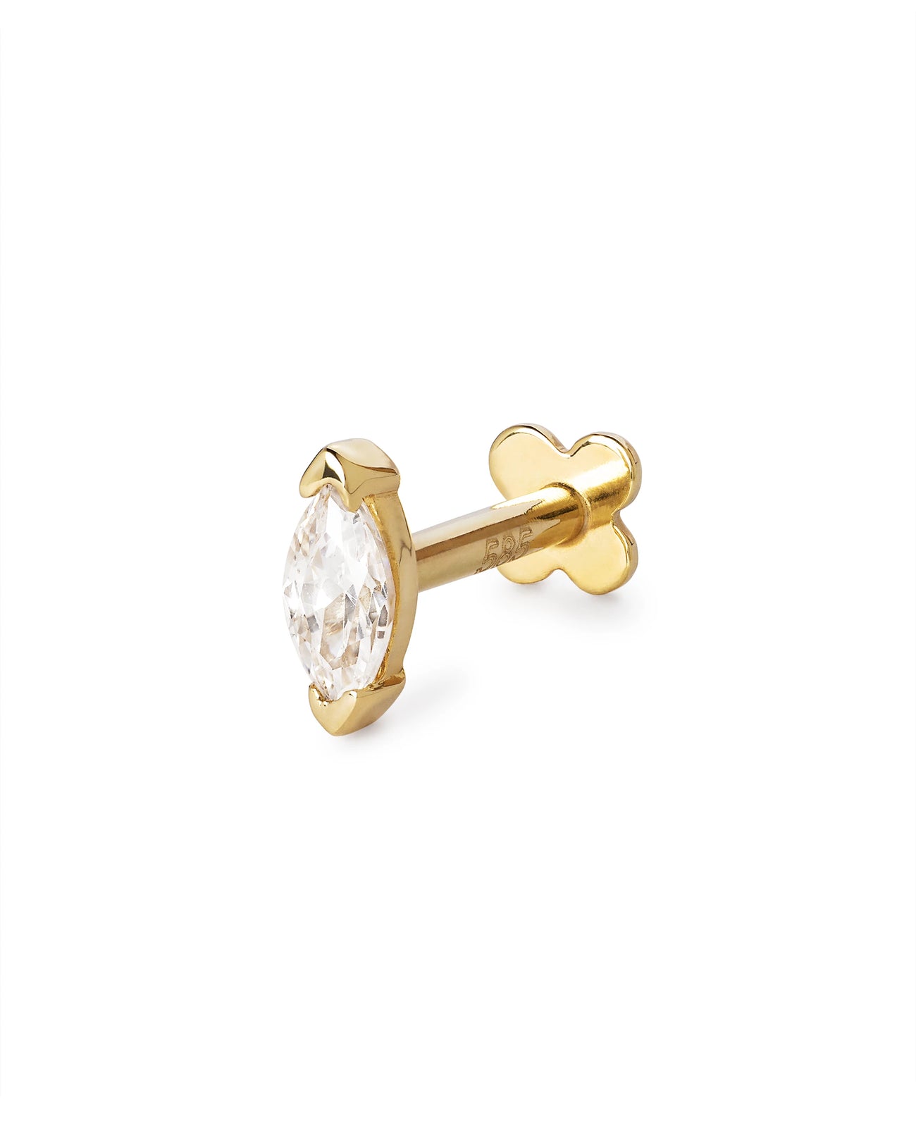 Ohrstecker mit flachem Verschluss aus 585 Gold im Marquise Design
