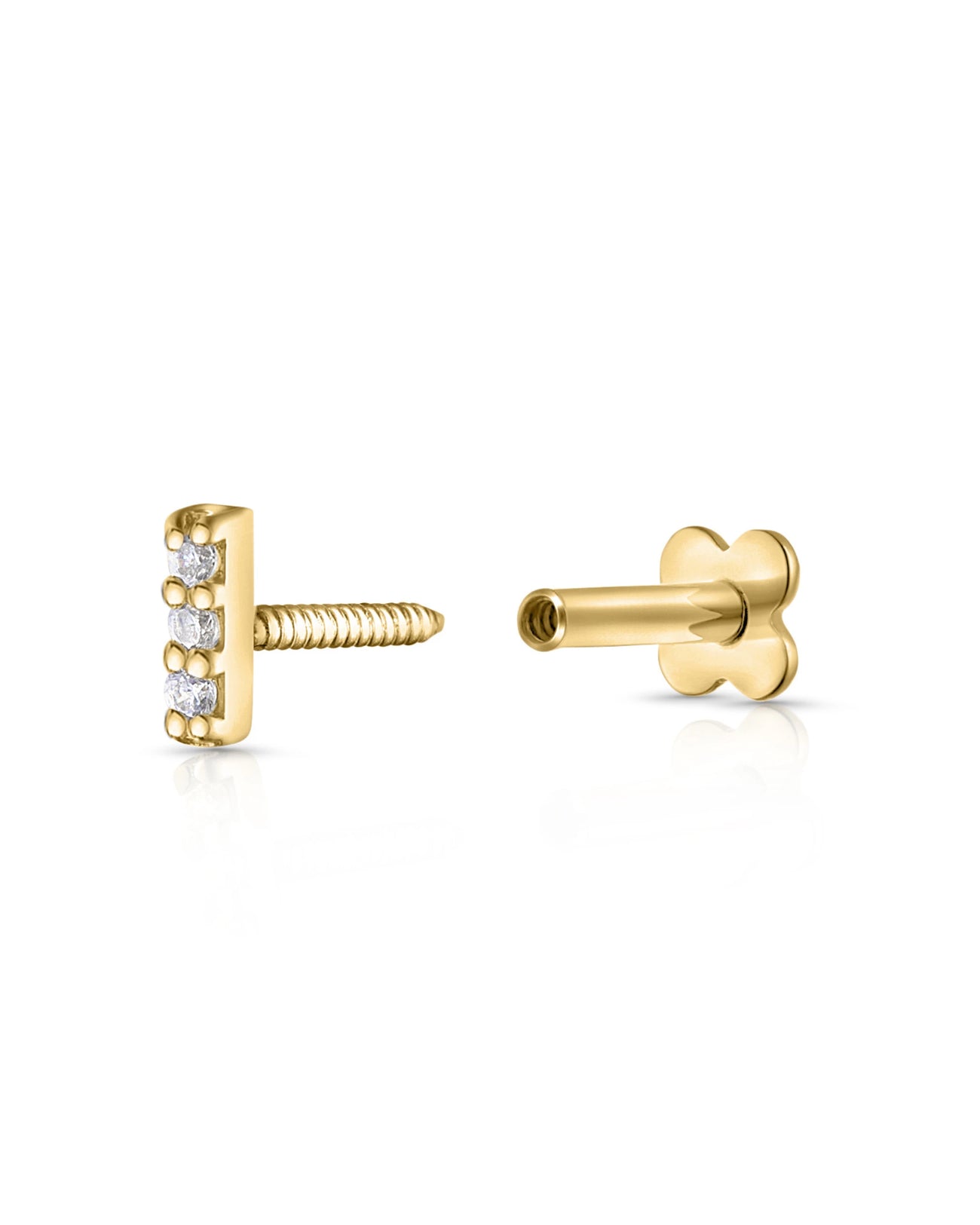 Flacher Verschluss mit Innengewinde der Ohrstecker aus 585 Gold für hohen Tragekomfort