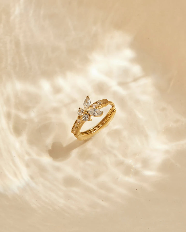 Schmetterling Creole in Gold steht auf einer Fläche