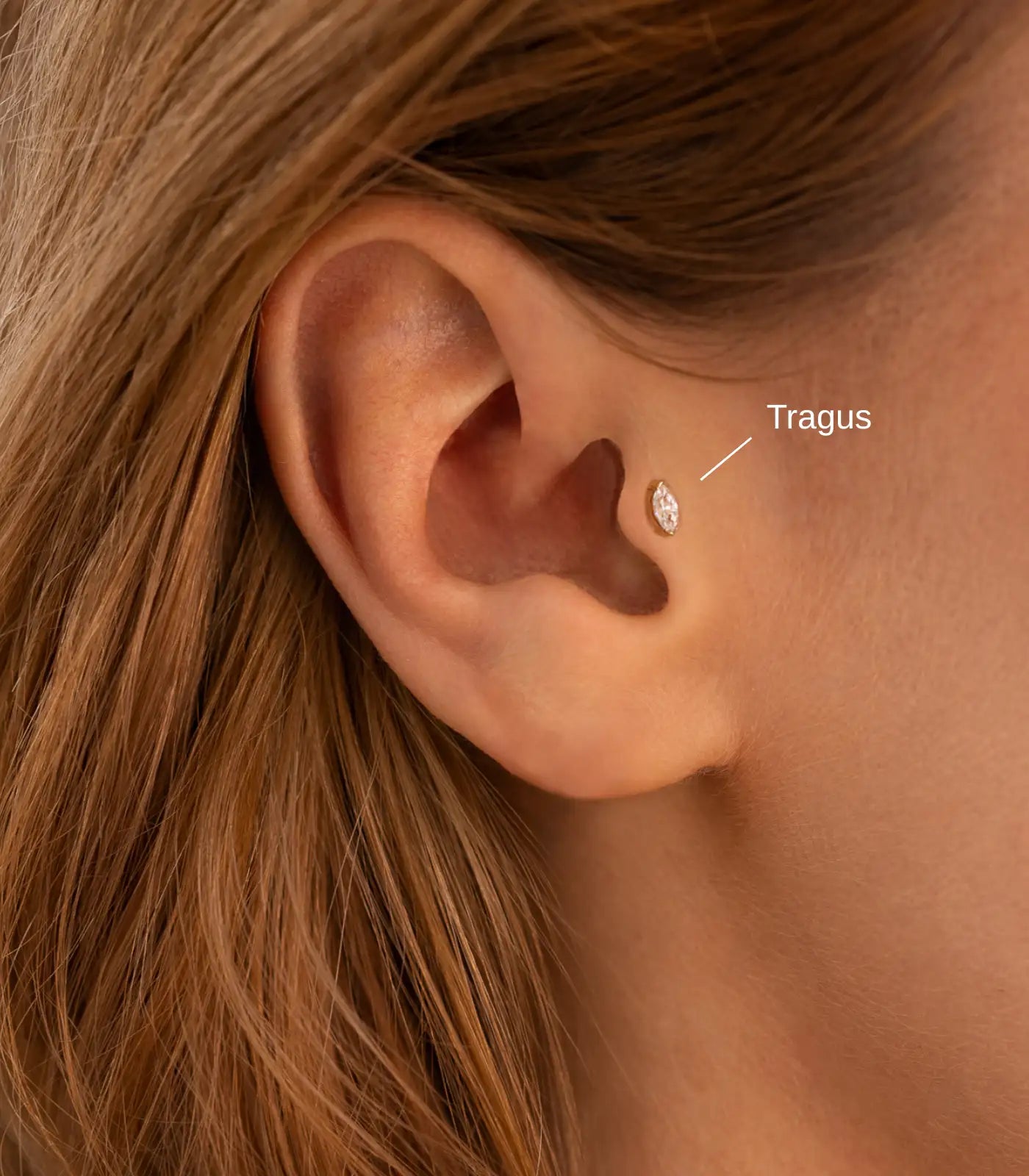 Tragus Piercing Position am Ohr