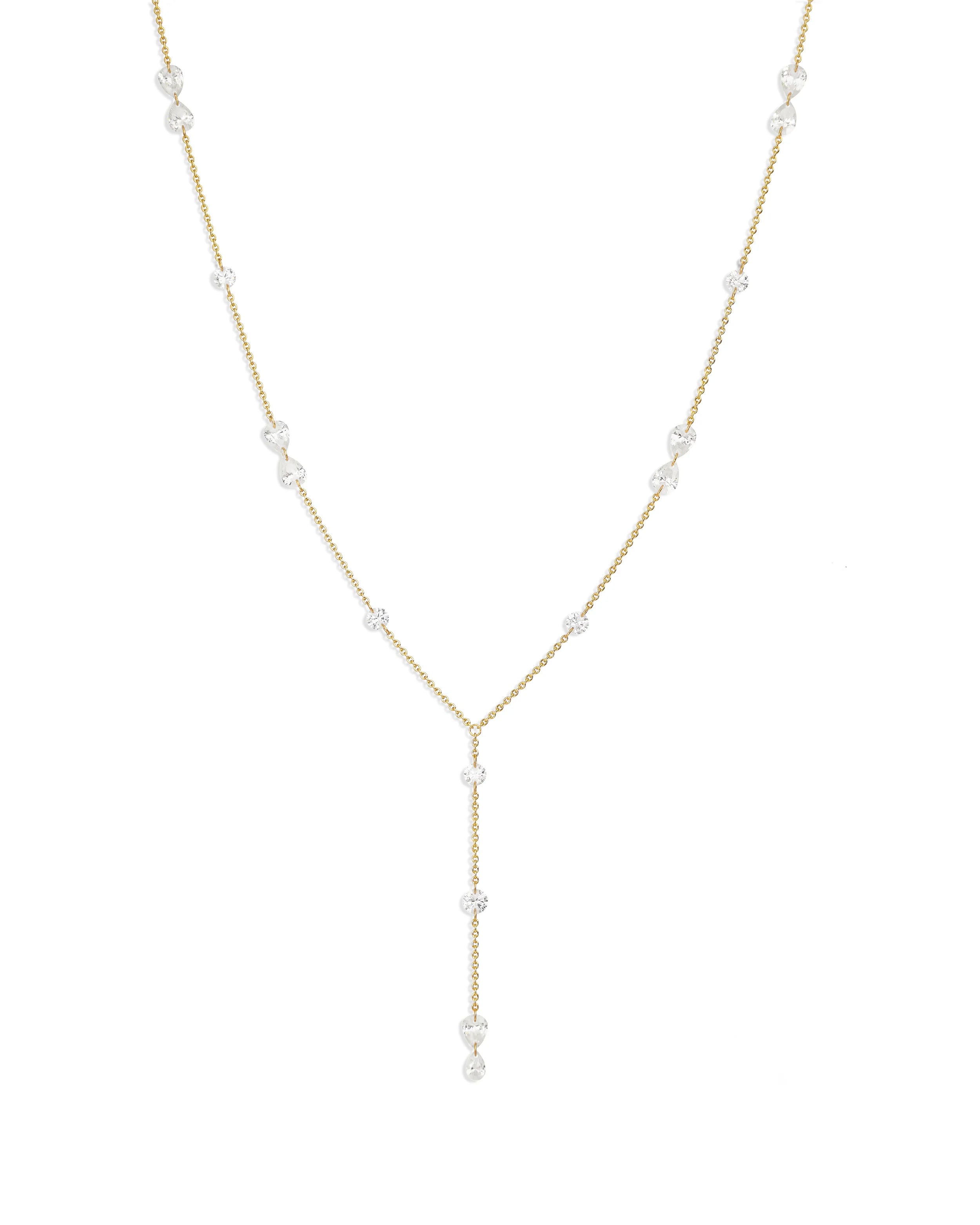 image_Feine Kette mit Kristallen aus 585 Gelbgold