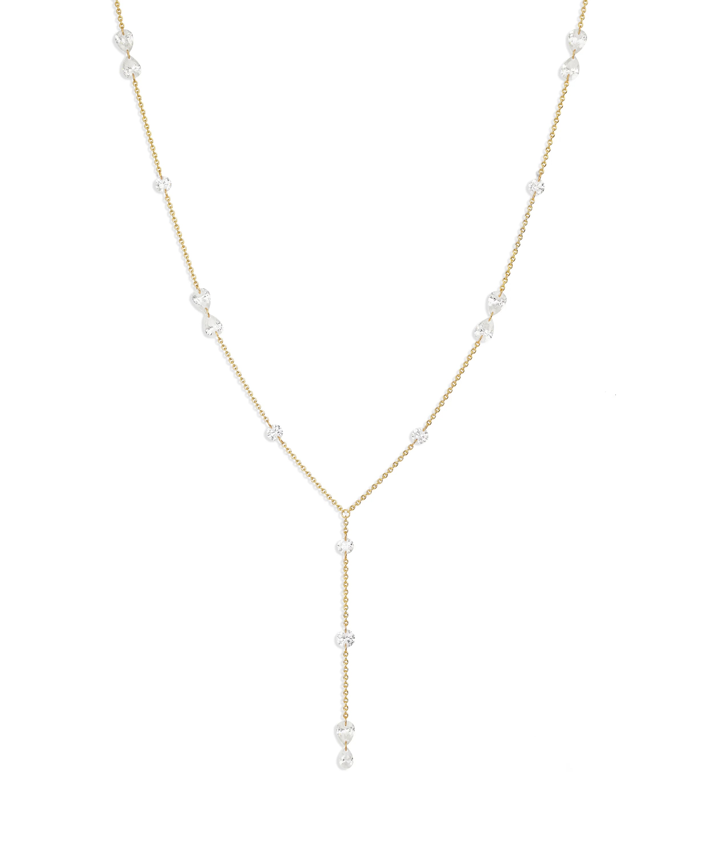 Feine Kette mit Kristallen aus 585 Gelbgold