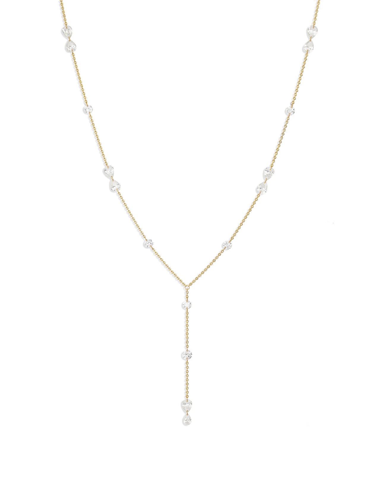 Feine Kette mit Kristallen aus 585 Gelbgold