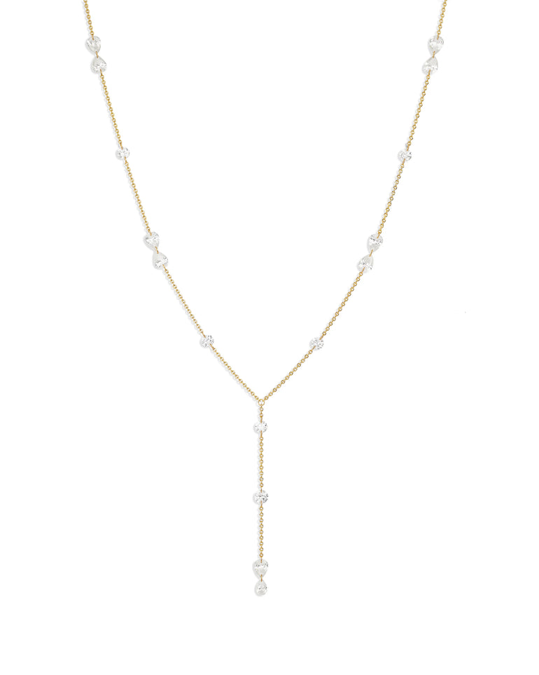 Feine Kette mit Kristallen aus 585 Gelbgold