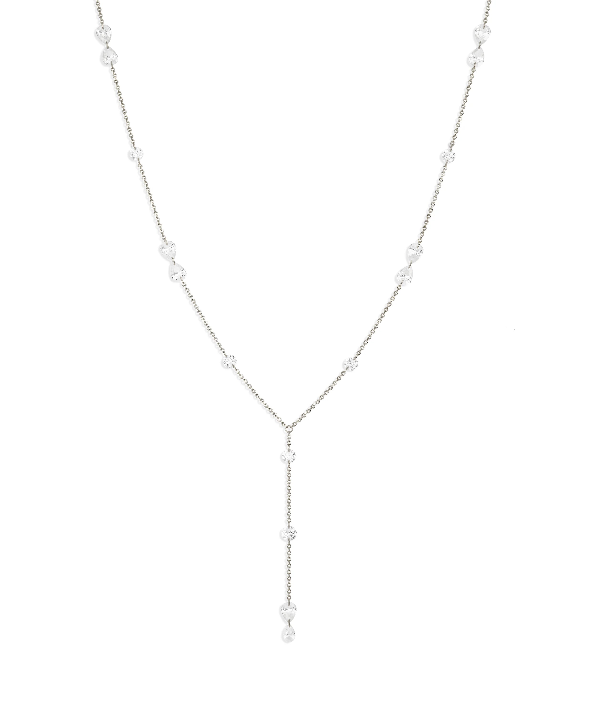 Feine Kette mit Kristallen aus 585 Weißgold