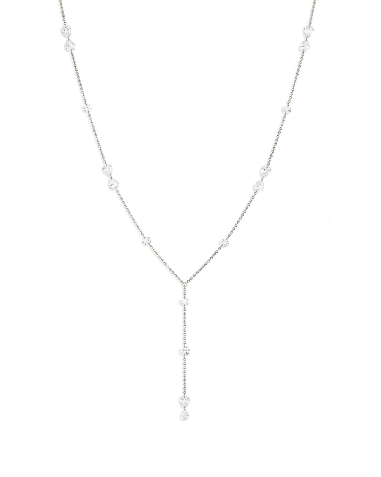 Feine Kette mit Kristallen aus 585 Weißgold