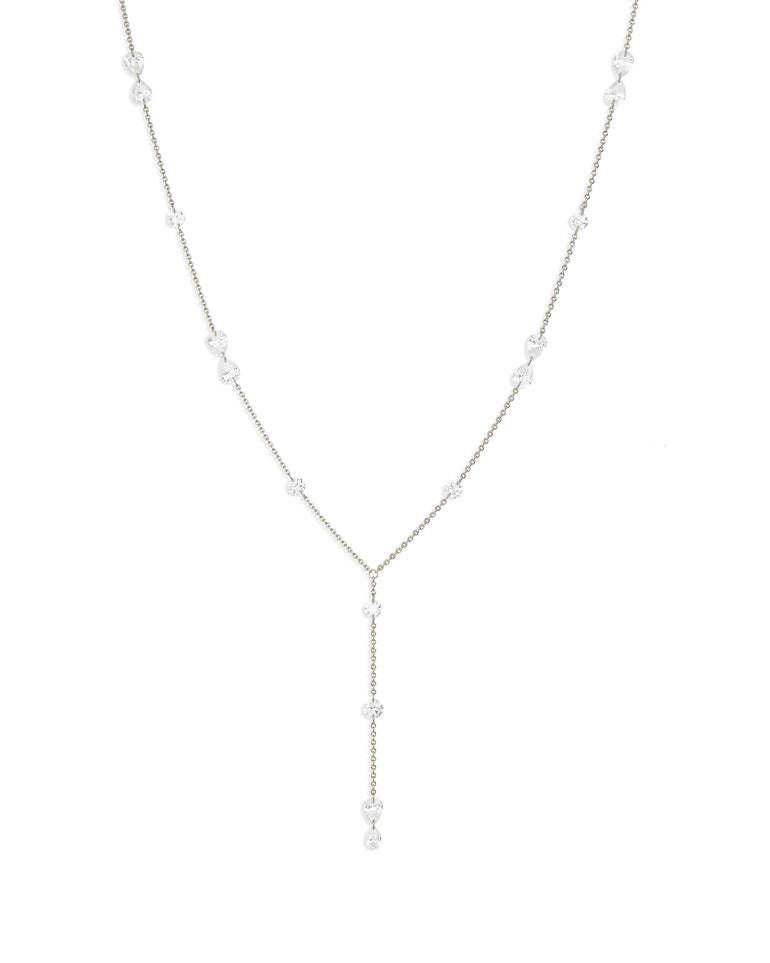 Feine Kette mit Kristallen aus 585 Weißgold